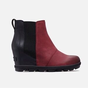 Sorel Joan of Arctic Wedge II Leather Wine Boots Size 8.5